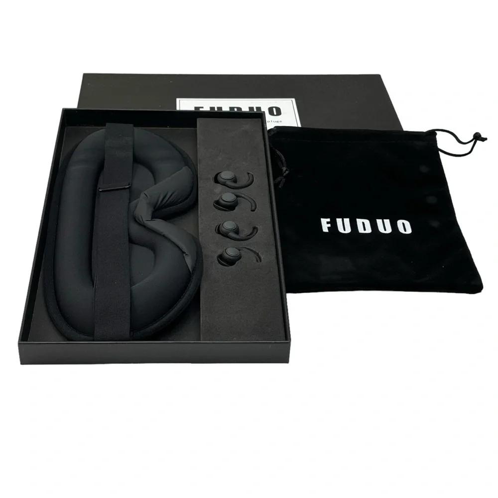 Dark & Quiet Bundle Memory Foam Eye Mask & 2 Pair Super Soft Silicone Ear Plugs
